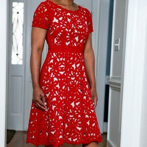 Moulinette Soeurs Eyelet Red Dress Size 0